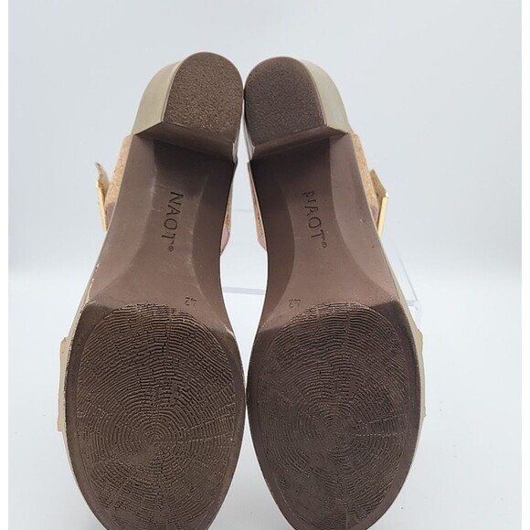 Naot Intact Khaki Beige Cork Heeled Sandals Strappy Hook And Loop 42 US 11-11.5 - Picture 10 of 10